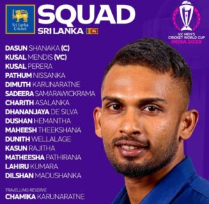 Sri Lanka 15 Men's ICC World Cup Squad 2023